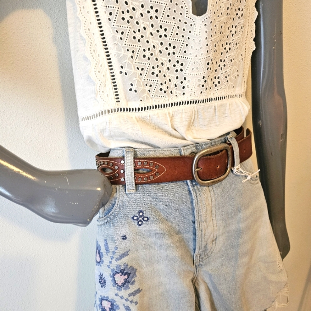 Belt Fossil Leather Studded size Large. - Picture 7 of 9